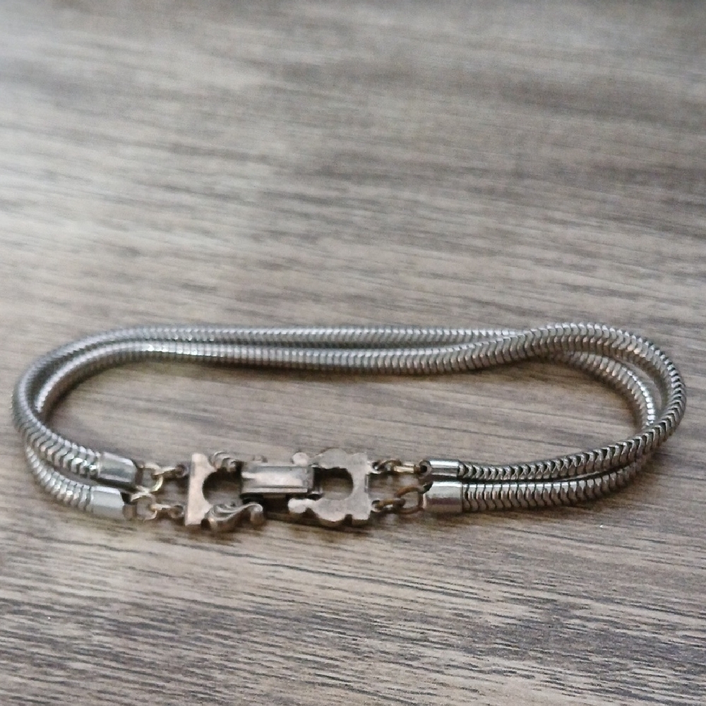 Vintage Silver Double Chain Bracelet